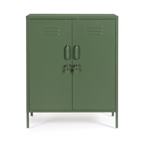 Ciemnozielona metalowa szafka z zamkiem 80x101,5x40 cm Cambridge – Yes Everyday