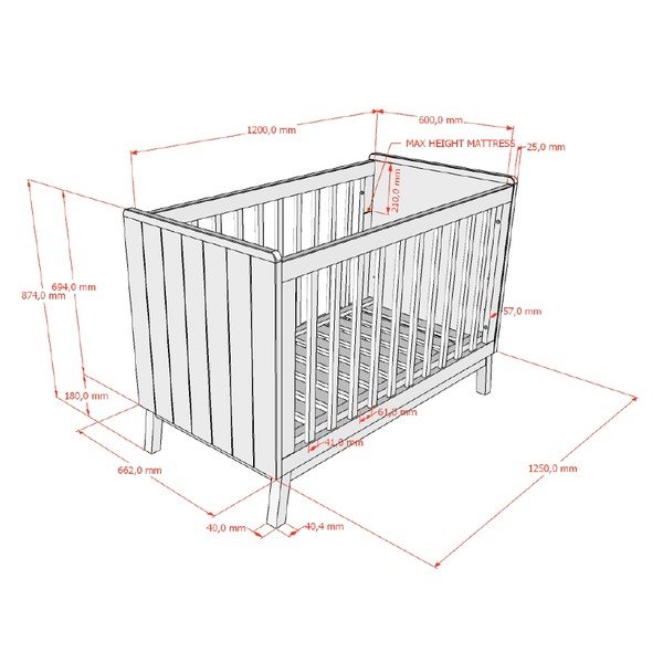 Beżowe łóżeczko z litego drewna sosnowego z regulowaną wysokością 60x120 cm Sezane – Vipack-image-3