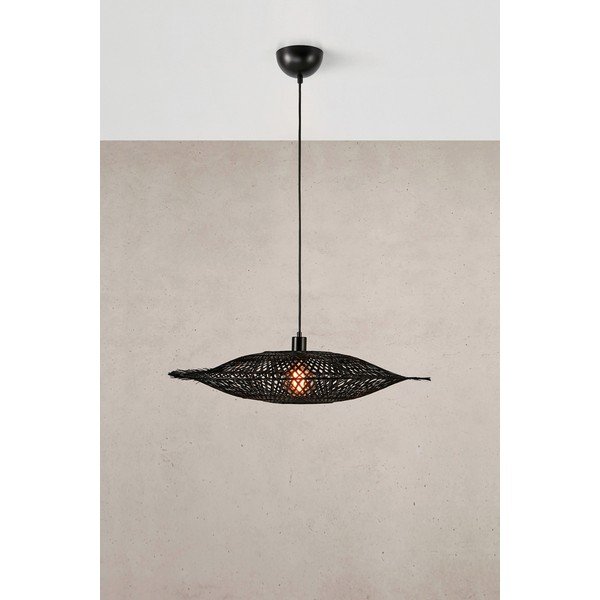 Lampa wisząca w kolorze matowej czerni z bambusowym kloszem ø 75 cm Kumo – Markslöjd-image-2