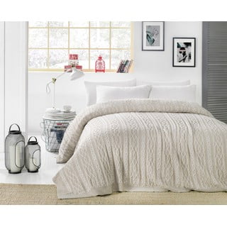 Szarobeżowa narzuta na łóżko z domieszką bawełny Homemania Decor Knit, 220x240 cm