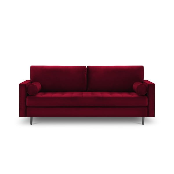 Czerwona aksamitna sofa Milo Casa Santo, 219 cm