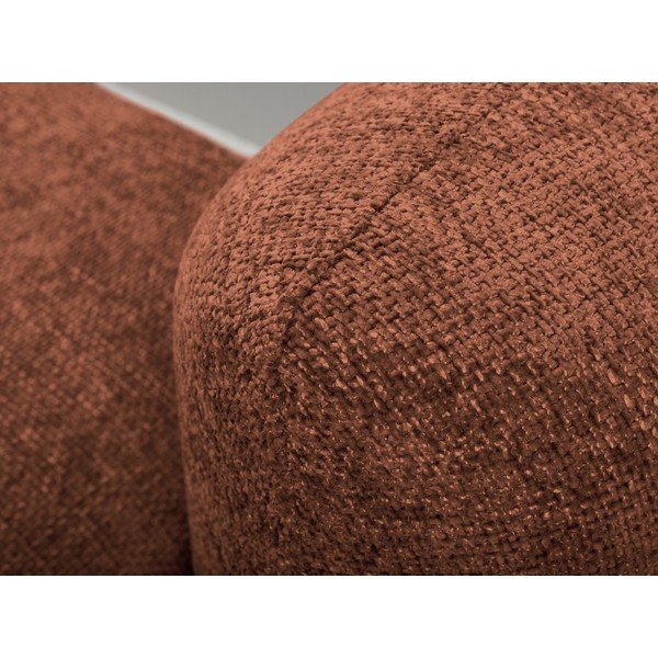 Narożnik rozkładany z tkaniny szenilowej ze schowkiem (lewostronny/z szezlongiem) w kolorze terakoty Mele – Makamii-image-1