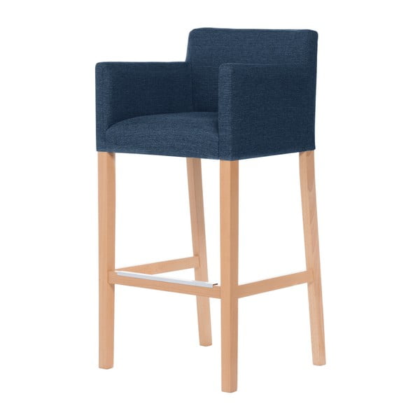 Niebieskie krzesło barowe z brązowymi nogami Ted Lapidus Maison Sillage