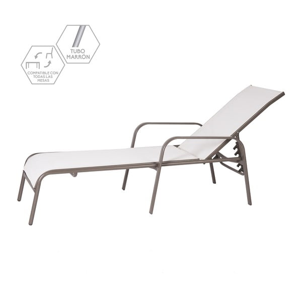 Biały metalowy leżak ogrodowy – LDK Garden-image-1