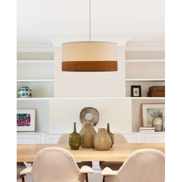 Biała lampa wisząca z tekstylno-fornirowym kloszem ø 30 cm Bianco – Candellux Lighting-image-1