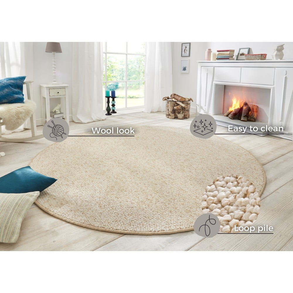 Kremowy okrągły dywan ø 133 cm Wolly – BT Carpet (zdjęcie 4)