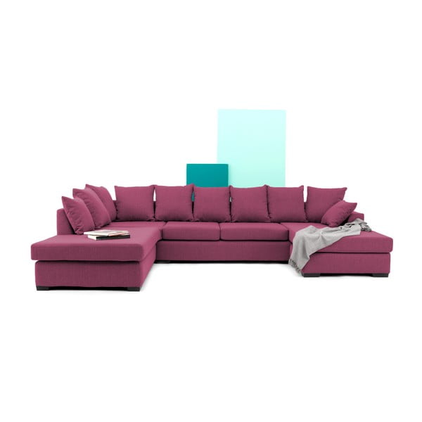 Różowa sofa narożna Vivonita Linus