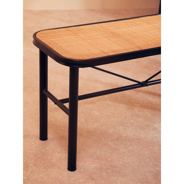 Czarna/w naturalnym kolorze rattanowa ławka Depok – Premier Housewares-image-3