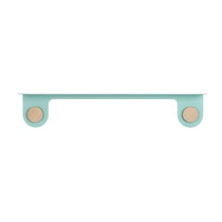 Zielona półka ze stali z detalem z drewna dębowego z 2 haczykami Gazzda Hook, dł. 70 cm