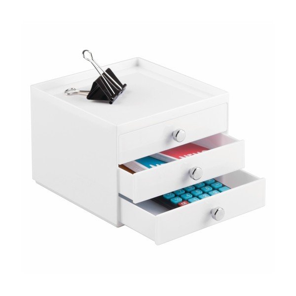 Biały organizer z 3 szufladami InterDesign Desk-image-1