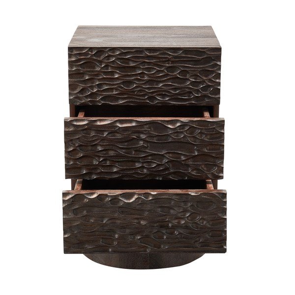 Ciemnobrązowa szafka nocna z litego drewna mango Crumble – WOOOD-image-2