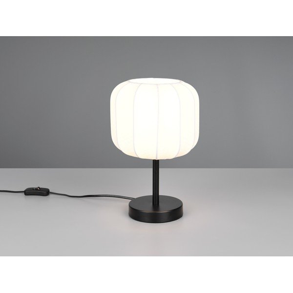 Biała/w kolorze matowej czerni metalowa lampa stołowa z tekstylnym kloszem (wysokość 30 cm) Madleine – Reality-image-1