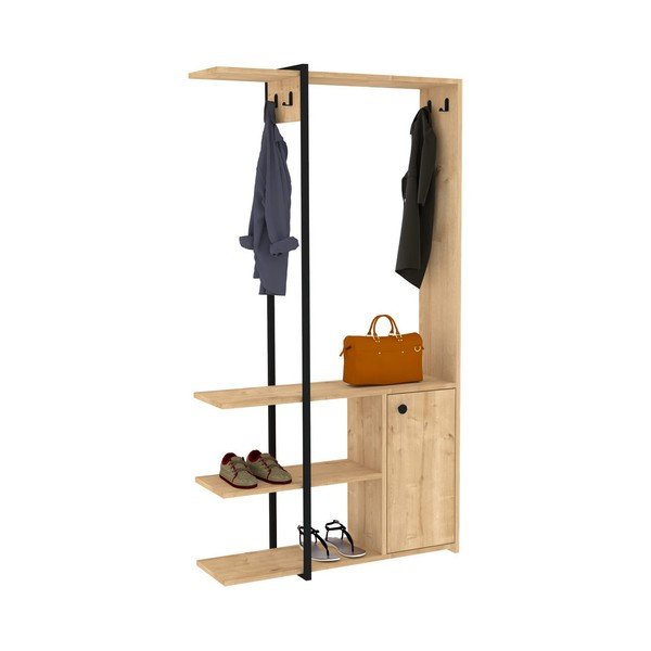 Czarny zestaw do przedpokoju w dekorze dębu Kumsal – Kalune Design-image-2