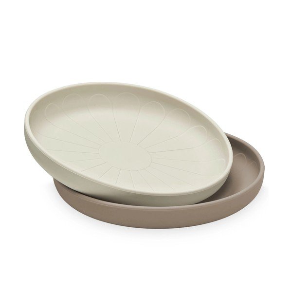 Beżowe silikonowe talerze dla dzieci zestaw 2 szt. ø 18,5 cm Earth – Cam Cam Copenhagen