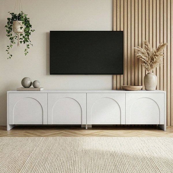 Biała szafka pod TV 180x45x32 cm Aurelia – Kalune Design-image-2