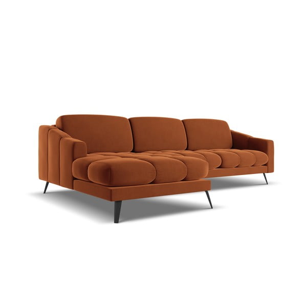 Pomarańczowy aksamitny narożnik (lewostronny) Nalu – Makamii-image-4