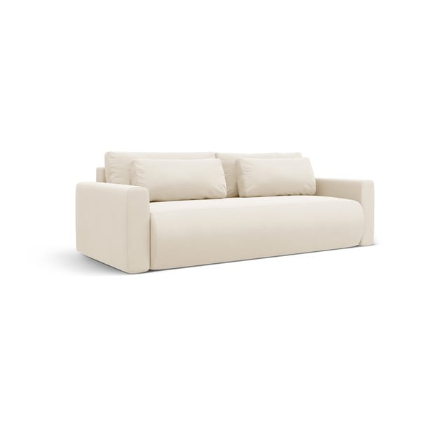 Beżowa aksamitna rozkładana sofa ze schowkiem 238 cm Belfast – Cosmopolitan Design-image-2