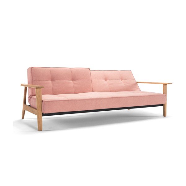 Jasnoróżowa sofa rozkładana z podłokietnikami Innovation Splitback Frej-image-4