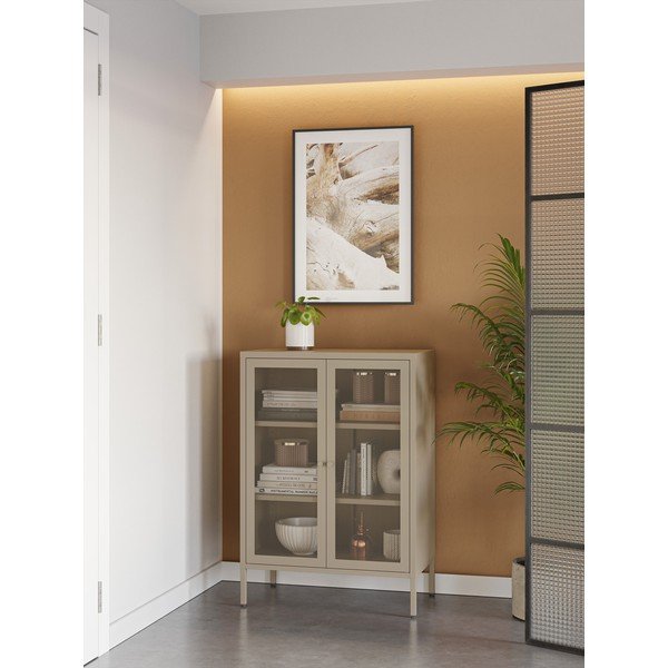 Kremowa metalowa szafka 70x100x40 cm Fayna – Marckeric-image-1