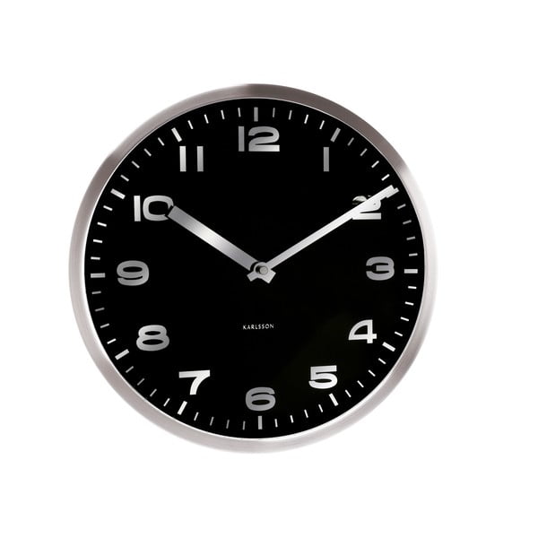 Czarny zegar ścienny Present Time Mirror Numbers