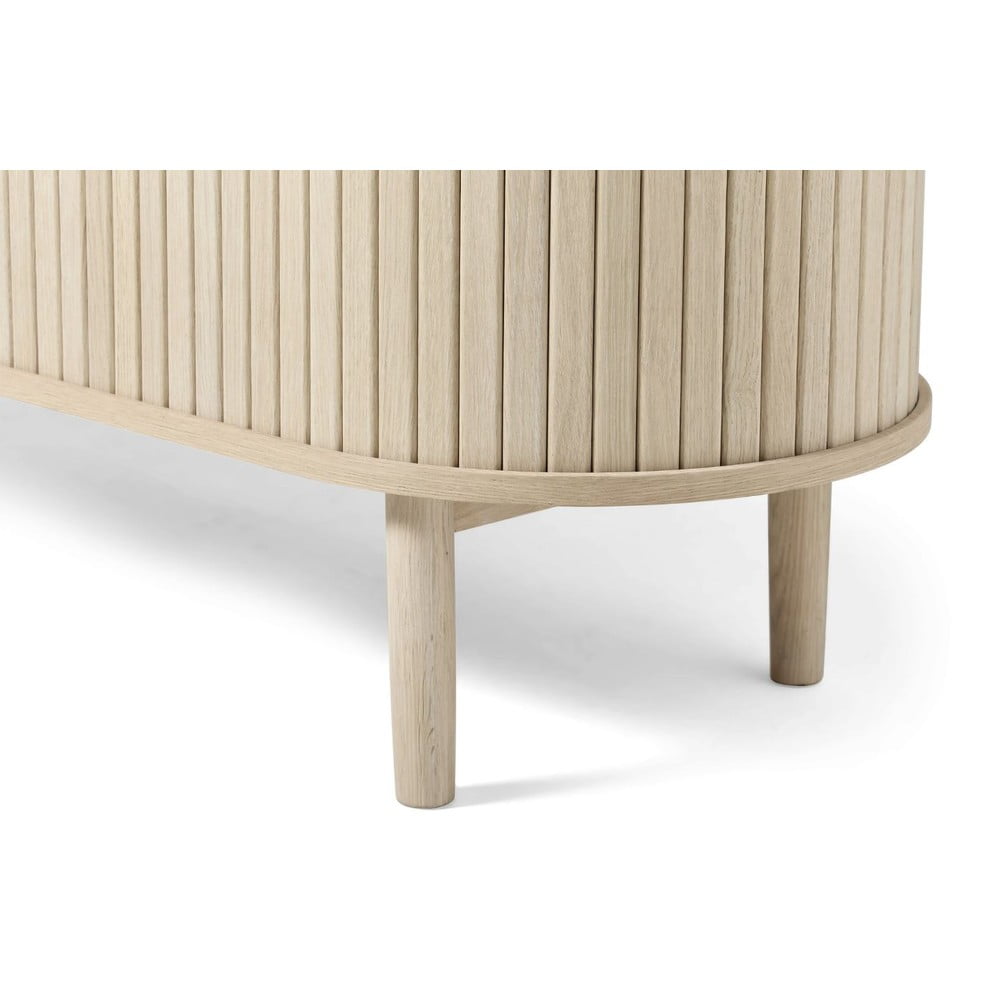 Komoda w dekorze dębu z drzwiami przesuwnymi w naturalnym kolorze 140x76x45 cm Meta – Unique Furniture (zdjęcie 4)