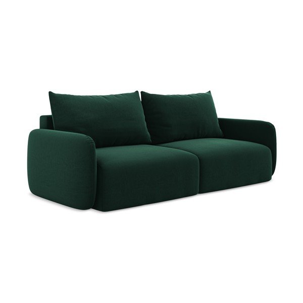 Ciemnozielona aksamitna rozkładana/ze schowkiem sofa 238 cm Kalena – Makamii-image-2
