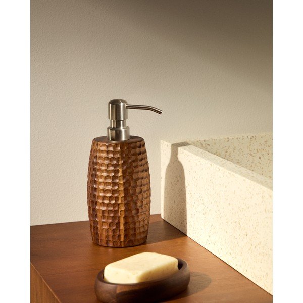 Brązowy drewniany dozownik do mydła Fraz – Kave Home-image-1