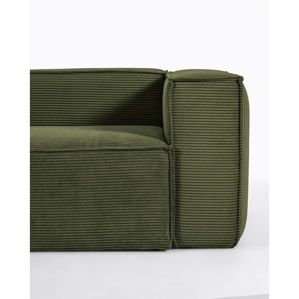 Ciemnozielona sztruksowa sofa Kave Home Blok-image-1