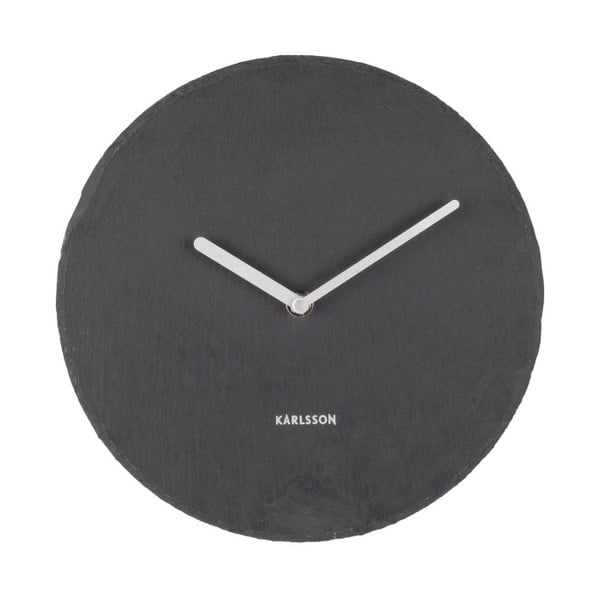 Czarny zegar ścienny z łupku Karlsson Slate, ⌀ 25 cm