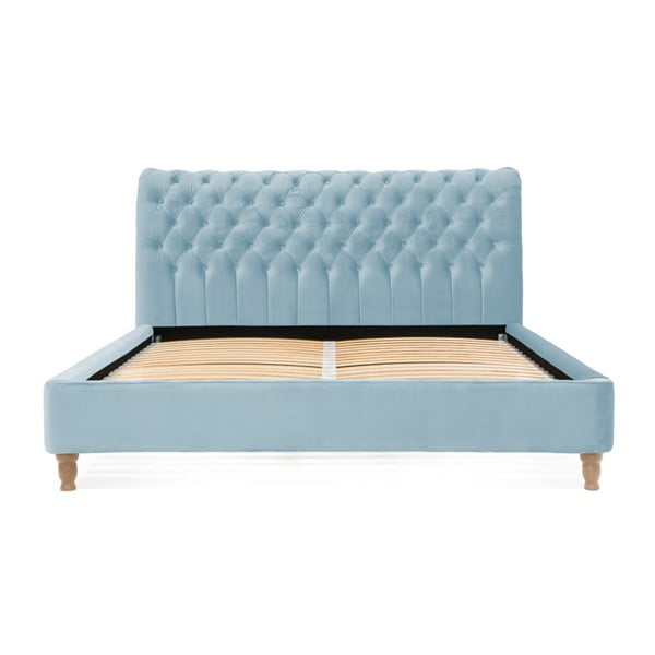 Jasnoniebieskie łóżko z drewna bukowego Vivonita Allon, 160x200 cm