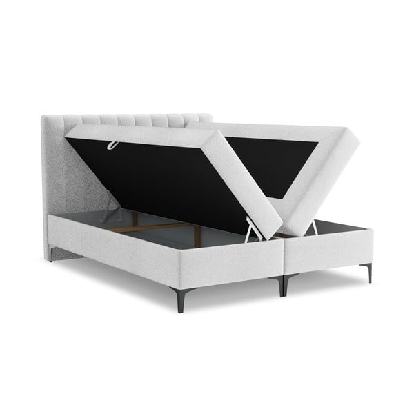 Łóżko kontynentalne ze schowkiem 180x200 cm w kolorze srebra Puhala – Makamii-image-1