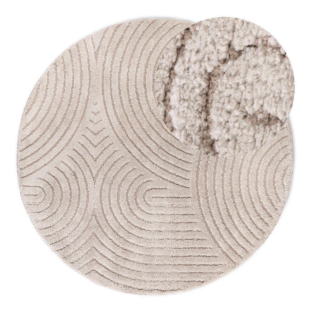 Beżowy okrągły dywan ø 200 cm Panglao New York Taupe – Elle Decoration