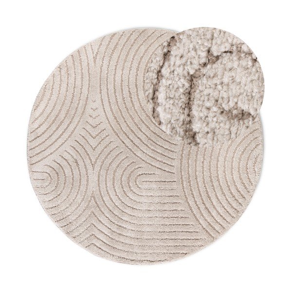 Beżowy okrągły dywan ø 160 cm Panglao New York Taupe – Elle Decoration