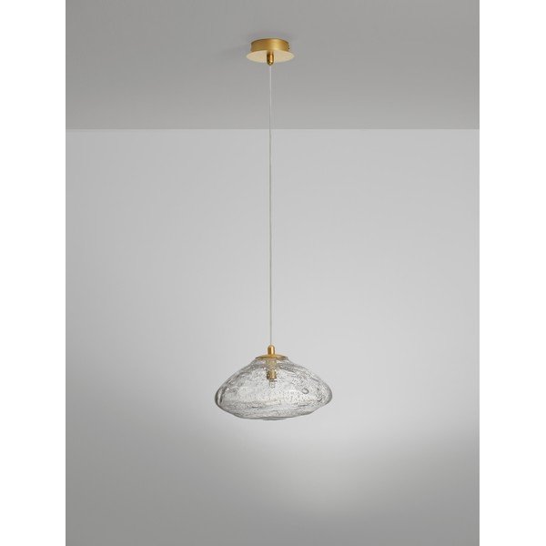 Szklana lampa wisząca w kolorze mosiądzu ø 26 cm King – Nova Luce-image-4