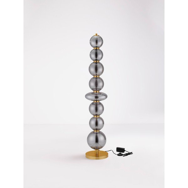 Szara metalowa lampa stojąca LED ze ściemniaczem ze szklanym kloszem (wysokość 140 cm) Navi – Nova Luce-image-4