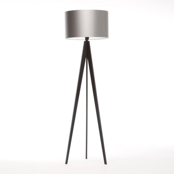 Srebrna lampa stojąca 4room Artist, czarna lakierowana brzoza, 150 cm