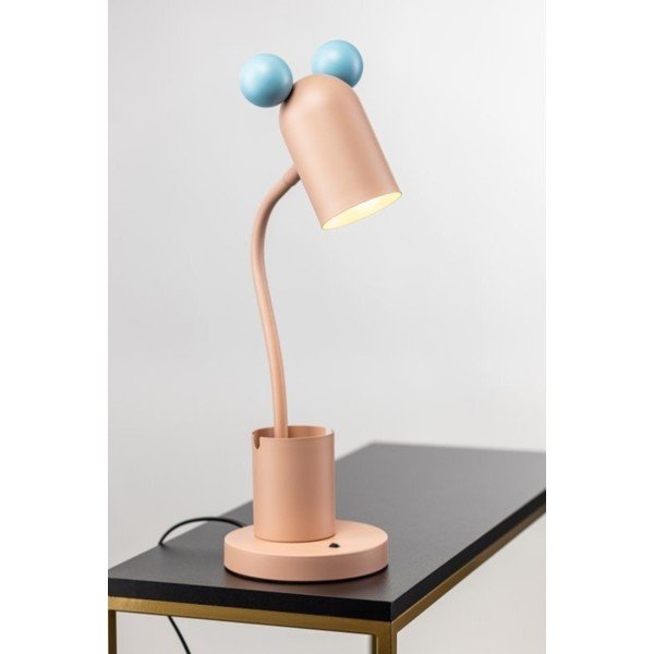 Jasnoniebiesko-różowa lampa stołowa z metalowym kloszem (wysokość 50 cm) Mouse – GTV-image-1