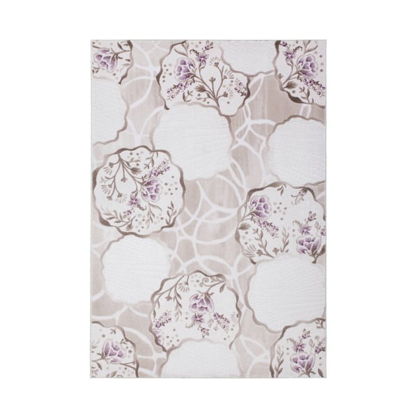 Dywan we fioletowe kwiaty Kayoom Reyhan Purple, 80x300 cm