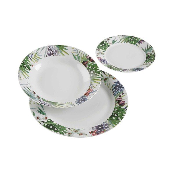 Komplet 18 talerzy porcelanowych VERSA Tropical