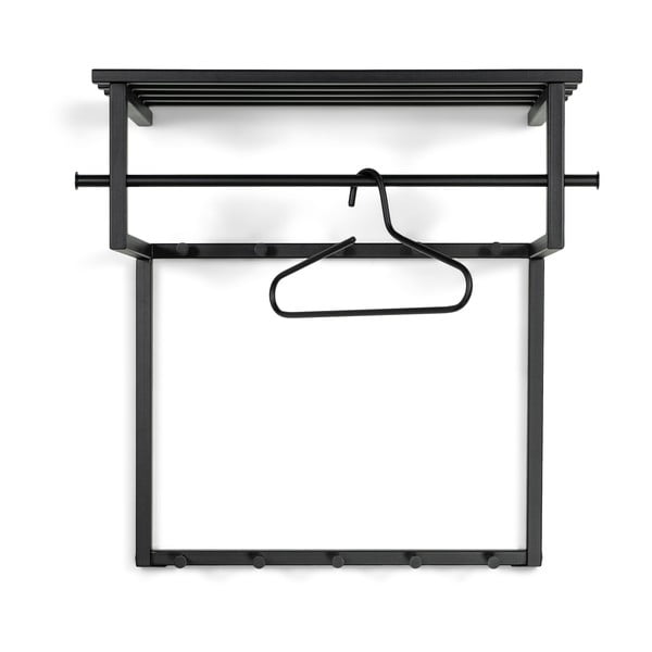 Czarny metalowy wieszak ścienny z półką 76 cm Rizzoli – Spinder Design-image-2