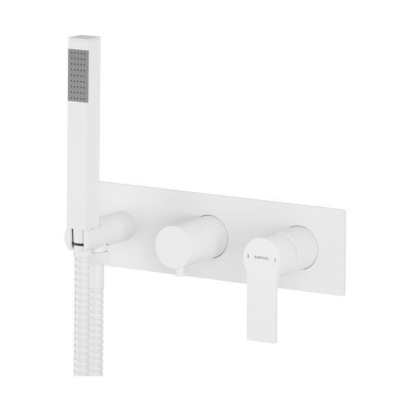 Biała bateria prysznicowa podtynkowa (3 otwory) Pax – Sapho-image-2