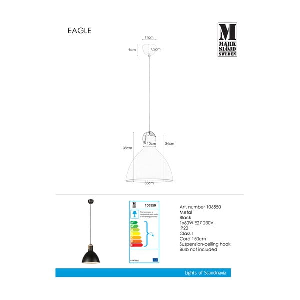 Czarna lampa wisząca Markslöjd Eagle-image-1