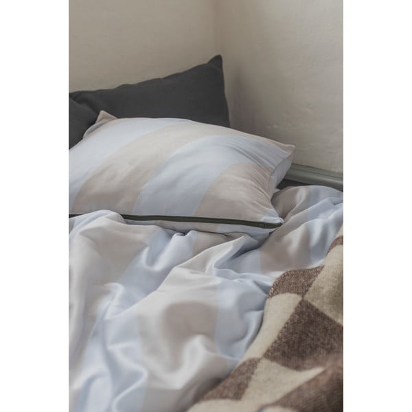 Jasnoszaro-beżowa pościel dwuosobowa z satyny bawełnianej 200x220 cm Diagonal – Mette Ditmer Denmark-image-4