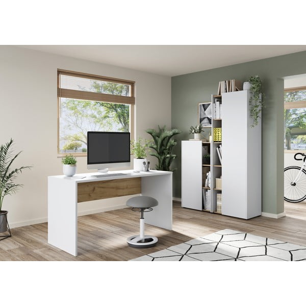 Biurko z białym blatem 60x140 cm Hasselt – Germania-image-1