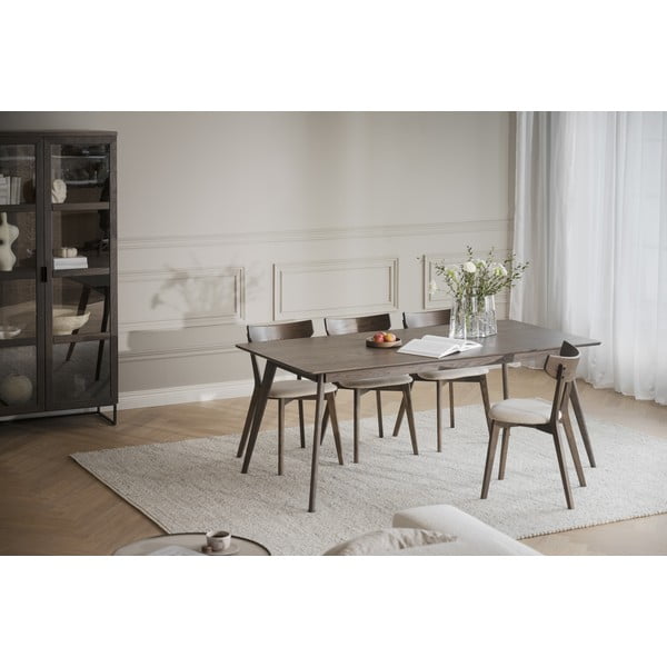 Ciemnobrązowy rozkładany stół w dekorze dębu 90x190 cm Yumi – Rowico-image-3