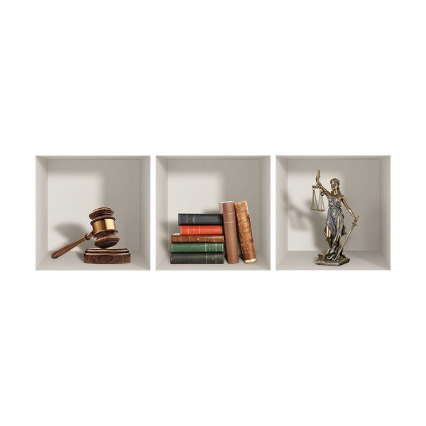 Komplet 3 naklejek ściennych 3D Ambiance Justice-image-2
