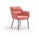 Różowy tapicerowany fotel jadalniany z podłokietnikami Sadira – Teulat