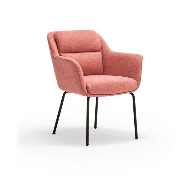 Różowy tapicerowany fotel jadalniany z podłokietnikami Sadira – Teulat