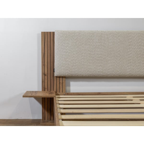 Beżowe łóżko dwuosobowe ze stelażem 160x200 cm Lior – Bobochic Paris-image-4