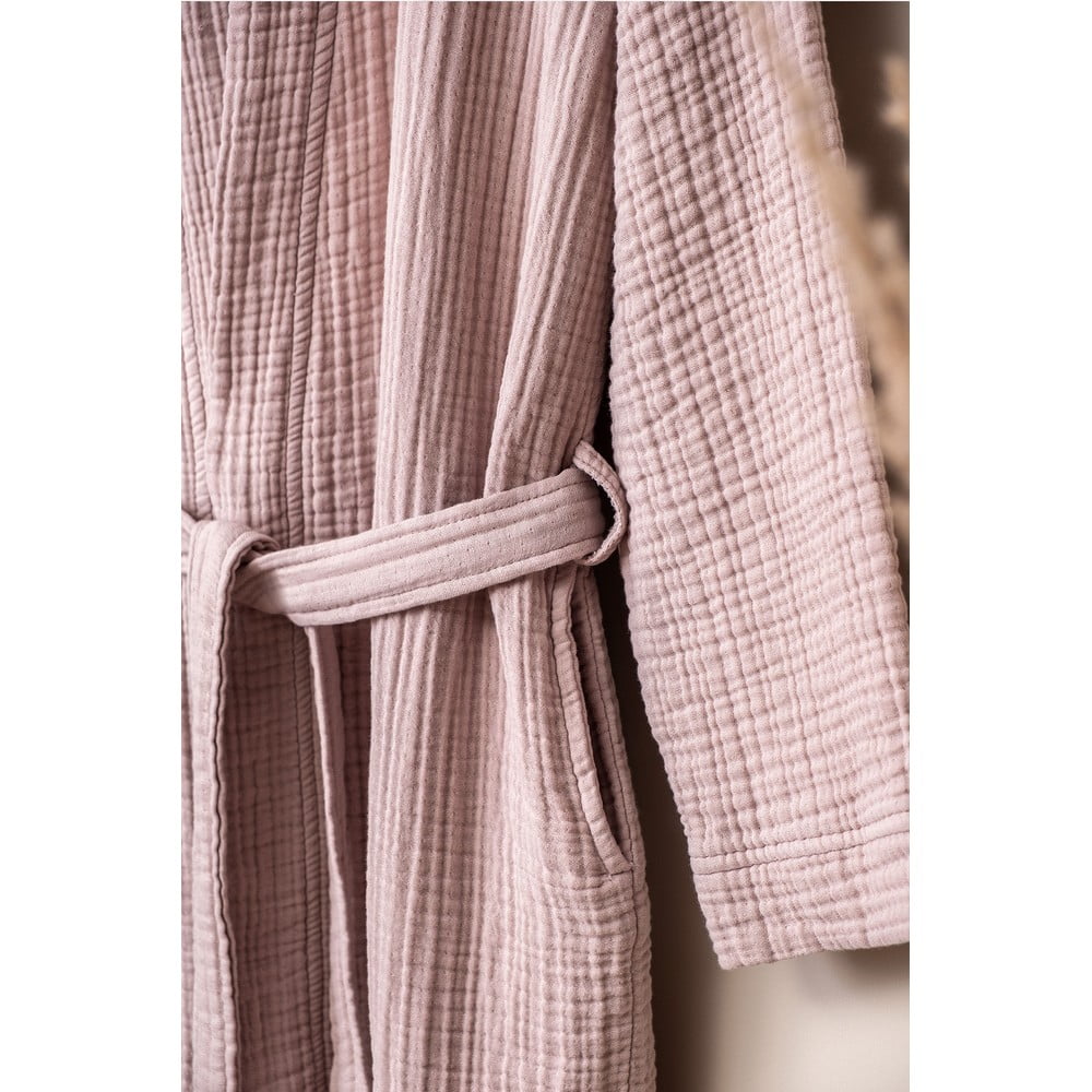 Różowy szlafrok muślinowy w rozmiarze S/M Kimono – Foutastic (zdjęcie 5)